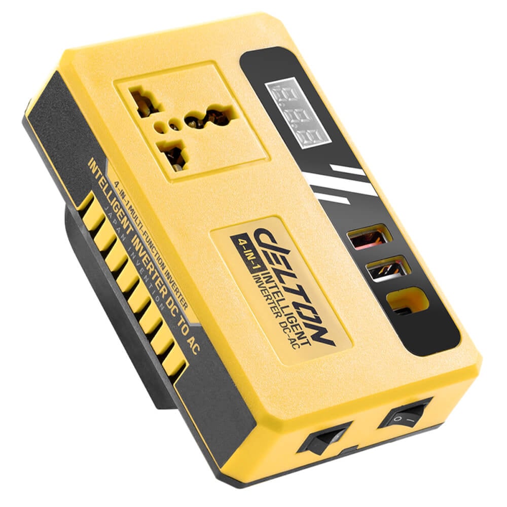หัวแปลงปลั๊กไฟ (พร้อมแบตเตอรี่) DELTON รุ่น DC-AC150W TURBO FORCE 20V 12AH